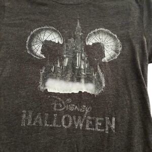 Disney Charcoal Halloween Tee with Castle Design
